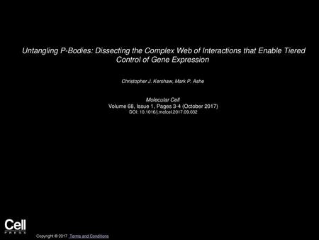 Untangling P-Bodies: Dissecting the Complex Web of Interactions that Enable Tiered Control of Gene Expression  Christopher J. Kershaw, Mark P. Ashe  Molecular.