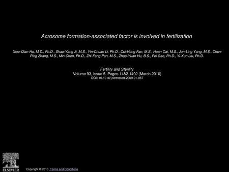 Acrosome formation-associated factor is involved in fertilization