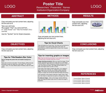 Tips for inserting graphs or images Tips for Title/Headers Bar Color