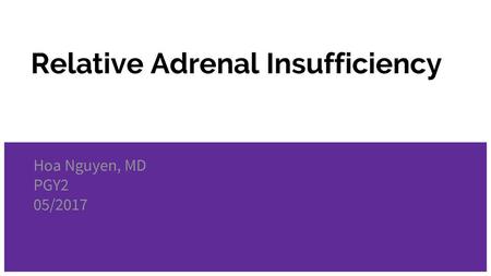 Relative Adrenal Insufficiency