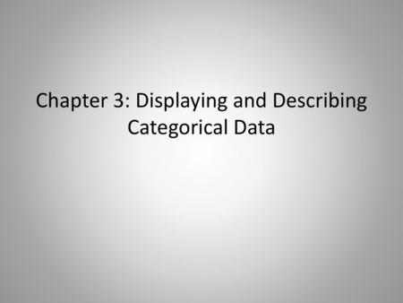 Chapter 3: Displaying and Describing Categorical Data