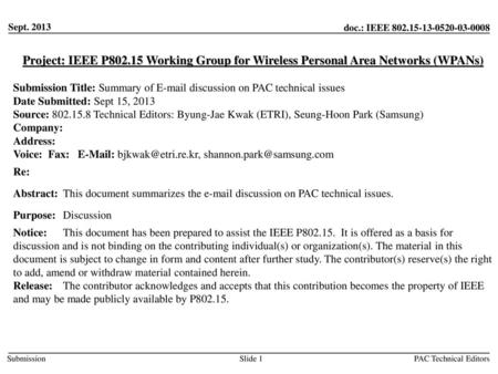 <month year> <doc.: IEEE doc> Sept. 2013