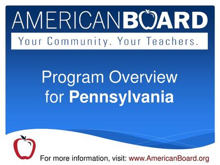 Program Overview for Pennsylvania