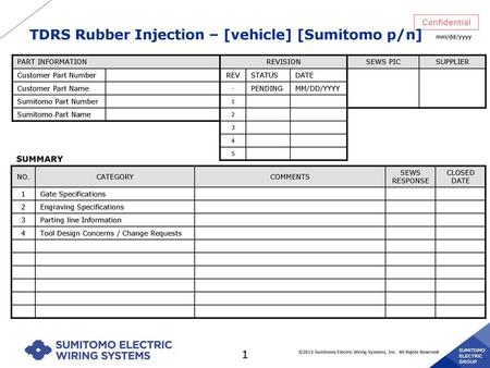 TDRS Rubber Injection – [vehicle] [Sumitomo p/n]