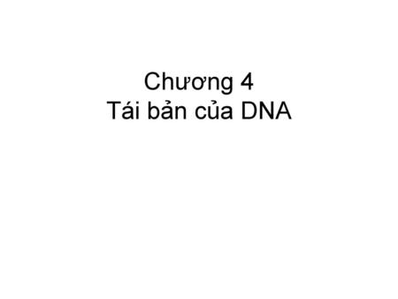 Chương 4 Tái bản của DNA.