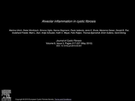 Alveolar inflammation in cystic fibrosis