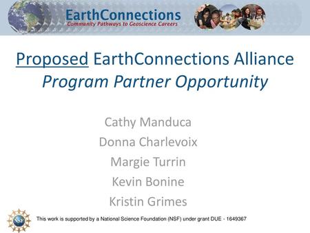 Proposed EarthConnections Alliance Program Partner Opportunity