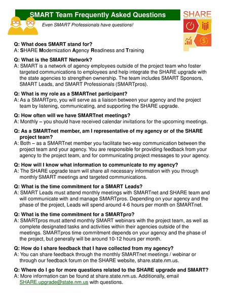 SMART Team Frequently Asked Questions