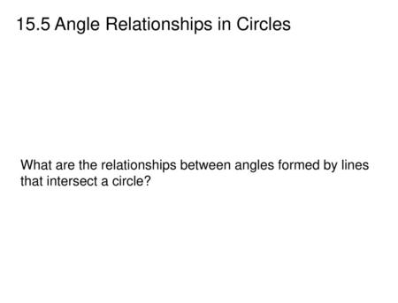 15.5 Angle Relationships in Circles