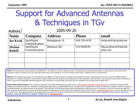 Support for Advanced Antennas & Techniques in TGv