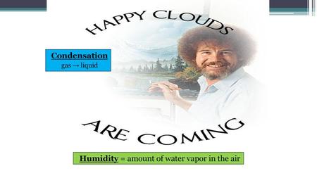 Humidity = amount of water vapor in the air