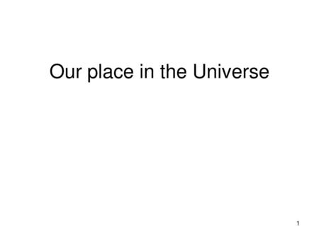 Our place in the Universe