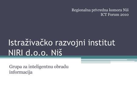 Istraživačko razvojni institut NIRI d.o.o. Niš