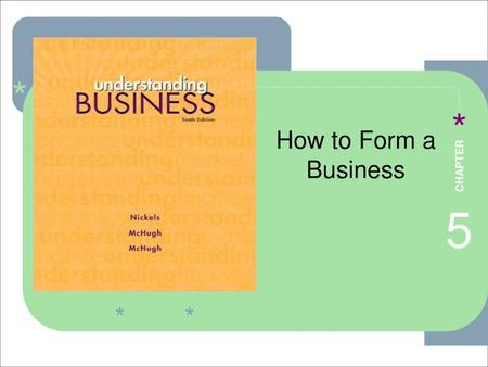 * * * How to Form a Business CHAPTER 5 Nickels McHugh McHugh * * 1-1.