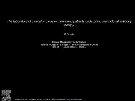 R. Cavallo  Clinical Microbiology and Infection 