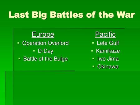 Last Big Battles of the War