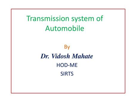 Transmission system of Automobile