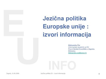 Jezična politika EU – izvori informacija