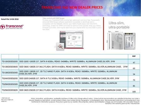 TRANSCEND SSD NEW DEALER PRICES