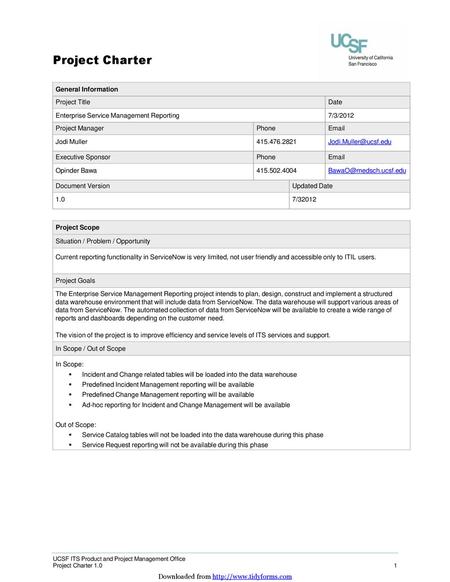 Project Charter General Information Project Title Date