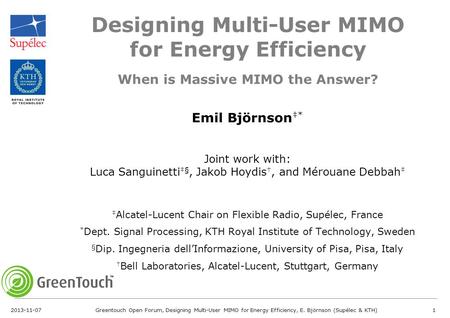 Designing Multi-User MIMO for Energy Efficiency