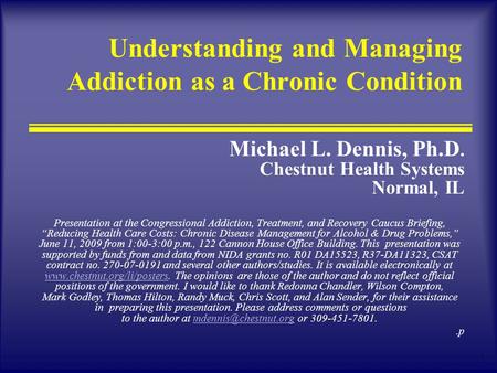 Understanding and Managing Addiction as a Chronic Condition