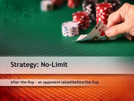 After the flop – an opponent raised before the flop Strategy: No-Limit.