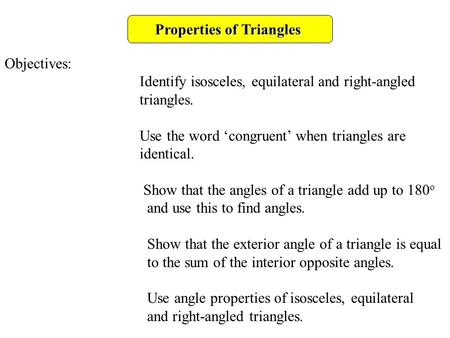 Properties of Triangles