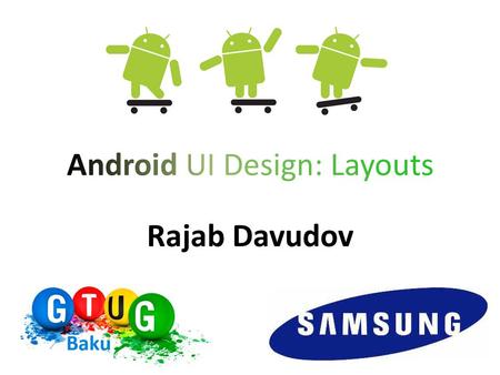 Rajab Davudov. What is a Layout ? A type of resource that defines what is drawn on the screen. A type of View class whose primary purpose is to organize.