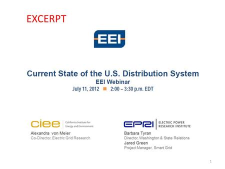 1 EXCERPT. 2 3 US Electric Distribution system has about 60,000 substations and roughly 500,000 circuits with 6 million miles of wire and cable serving.