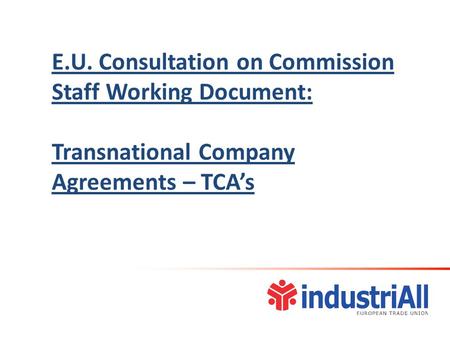 E.U. Consultation on Commission Staff Working Document: Transnational Company Agreements – TCA’s.