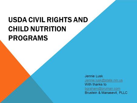 USDA Civil Rights and Child Nutrition Programs