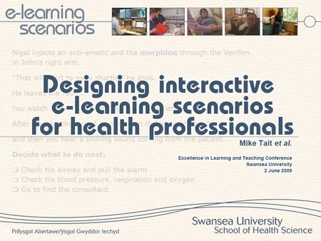 2/10 health science examples eWARD Peter Williams - mental health Dorothy Gray - stroke rehab John Macadam - RTA/critical care Jessica Tate - pregnancy.