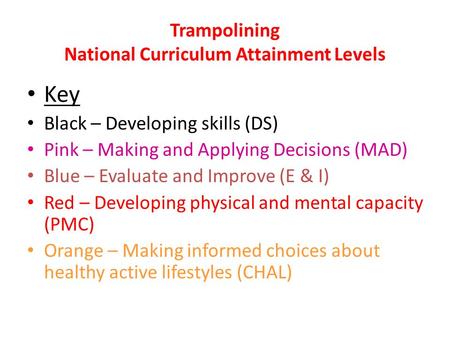 Trampolining National Curriculum Attainment Levels