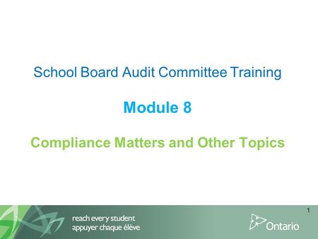 Compliance Matters and Other Topics