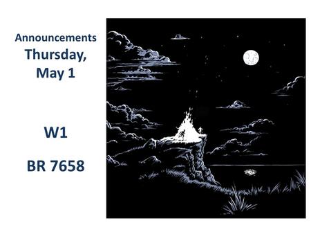 Announcements Thursday, May 1 W1 BR 7658. Messages Main Office Ariana M Josh C Sarah Q Naomi R Axel J Isaac B John B Cecilia J Gillian M.