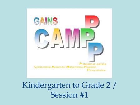 Kindergarten to Grade 2 / Session #1. Welcome and Introductions Name Role School / Board Reason for attending Math CamPPP.