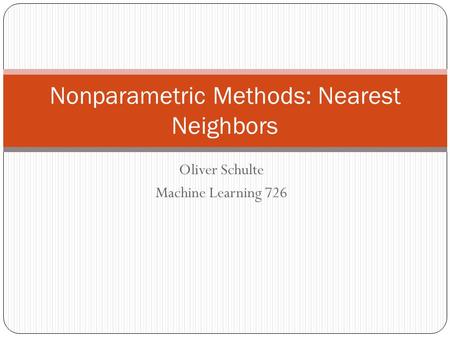 Nonparametric Methods: Nearest Neighbors