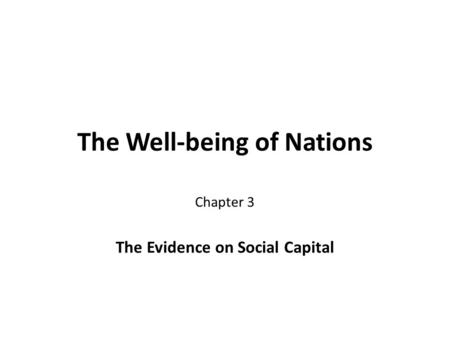 The Well-being of Nations