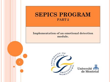 SEPICS PROGRAM PART 2 Implementation of an emotional detection module. 1.