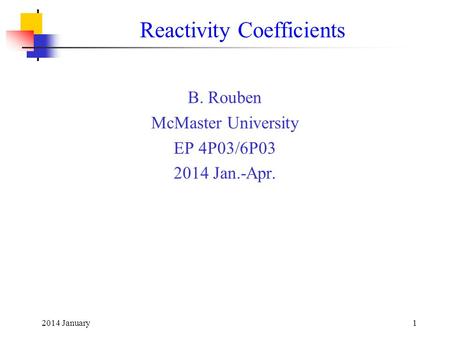 Reactivity Coefficients