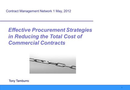 1 Effective Procurement Strategies in Reducing the Total Cost of Commercial Contracts.