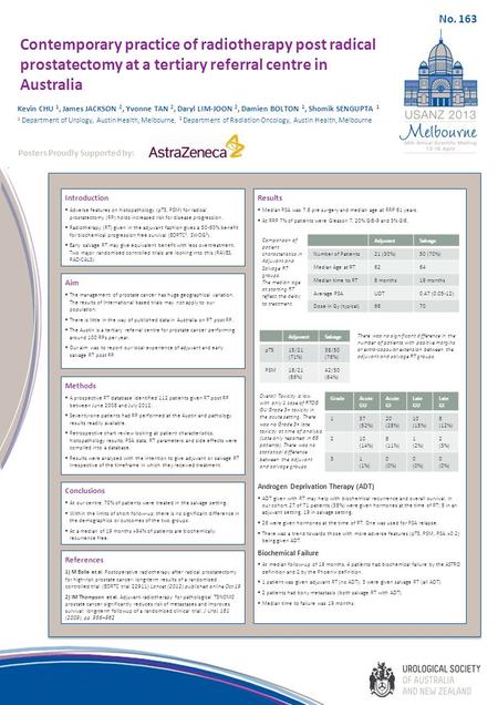 Contemporary practice of radiotherapy post radical prostatectomy at a tertiary referral centre in Australia Introduction  Adverse features on histopathology.