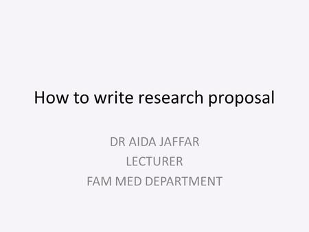 How to write research proposal