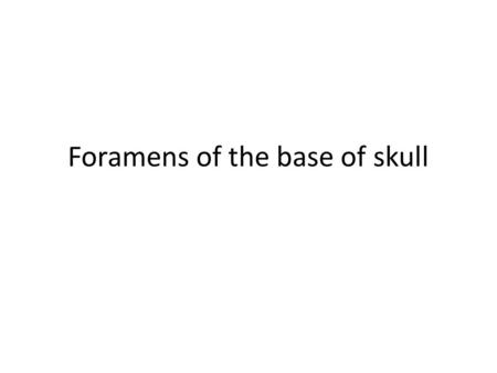 Foramens of the base of skull