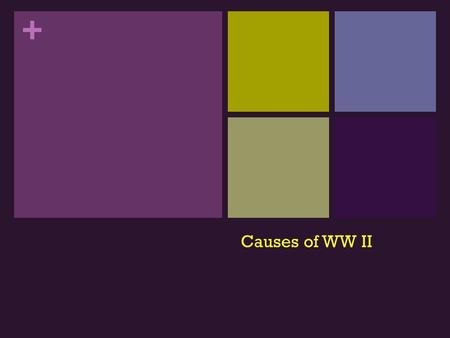 + Causes of WW II. + Long-term Causes WW I Treaty of Versailles / Paris Peace Great Depression Breakdown of Collective Security Breakdown of International.