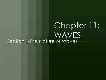 Examples of mediums… Sound waves = AIR Ocean waves = WATER   Not all waves need a medium. Light and radio waves travel through space.