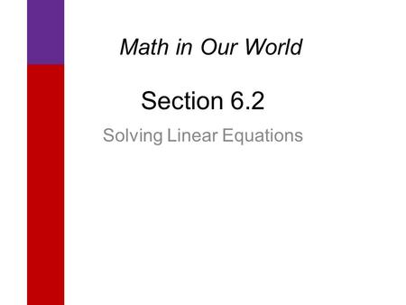 Solving Linear Equations