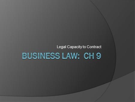 Legal Capacity to Contract