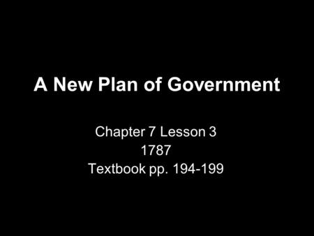 A New Plan of Government